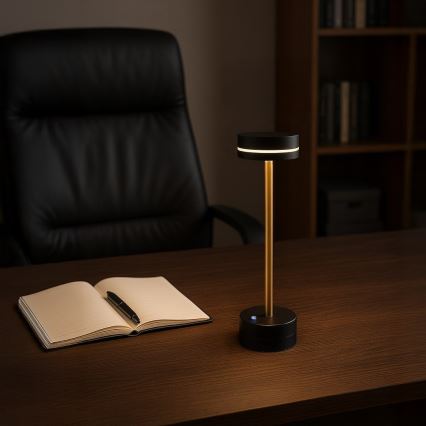 LED stmievateľná nabíjateľná stolná lampa SAM LED/5W/5V čierna/zlatá