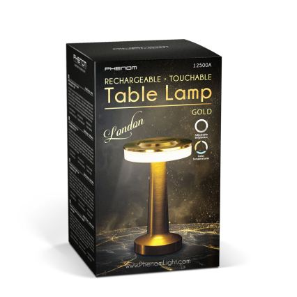 LED stmievateľná nabíjacia stolná lampa LONDON LED/2W/5V 2700K/4000K/6500K 400 mAh zlatá