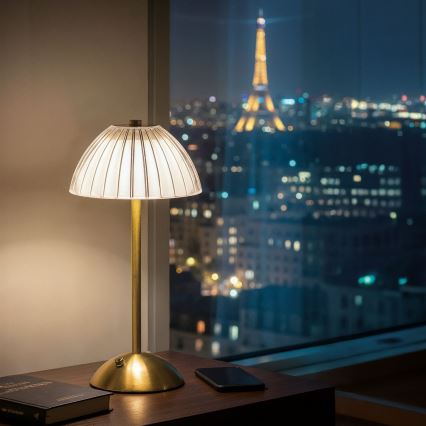 LED stmievateľná nabíjateľná stolová lampa PARIS LED/2W/5V 2700K/4000K/6500K 800 mAh zlatá