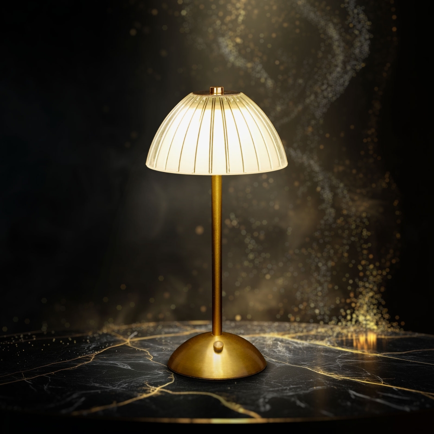 LED stmievateľná nabíjateľná stolová lampa PARIS LED/2W/5V 2700K/4000K/6500K 800 mAh zlatá