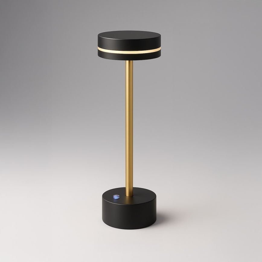 LED stmievateľná nabíjateľná stolová lampa SAM LED/5W/5V 3600 mAh čierna/zlatá