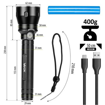 LED Stmievaťelná nabíjacia svietidlo LED/20W/5V IPX5 1570 lm 8400 mAh