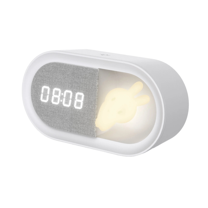 LED Stmievateľná nočná lampička s budíkom BUNNY LED/1,2W/5V 3000K