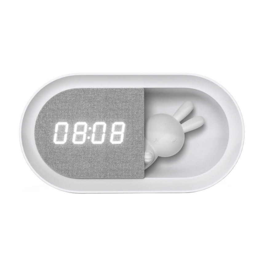 LED Stmievateľná nočná lampička s budíkom BUNNY LED/1,2W/5V 3000K