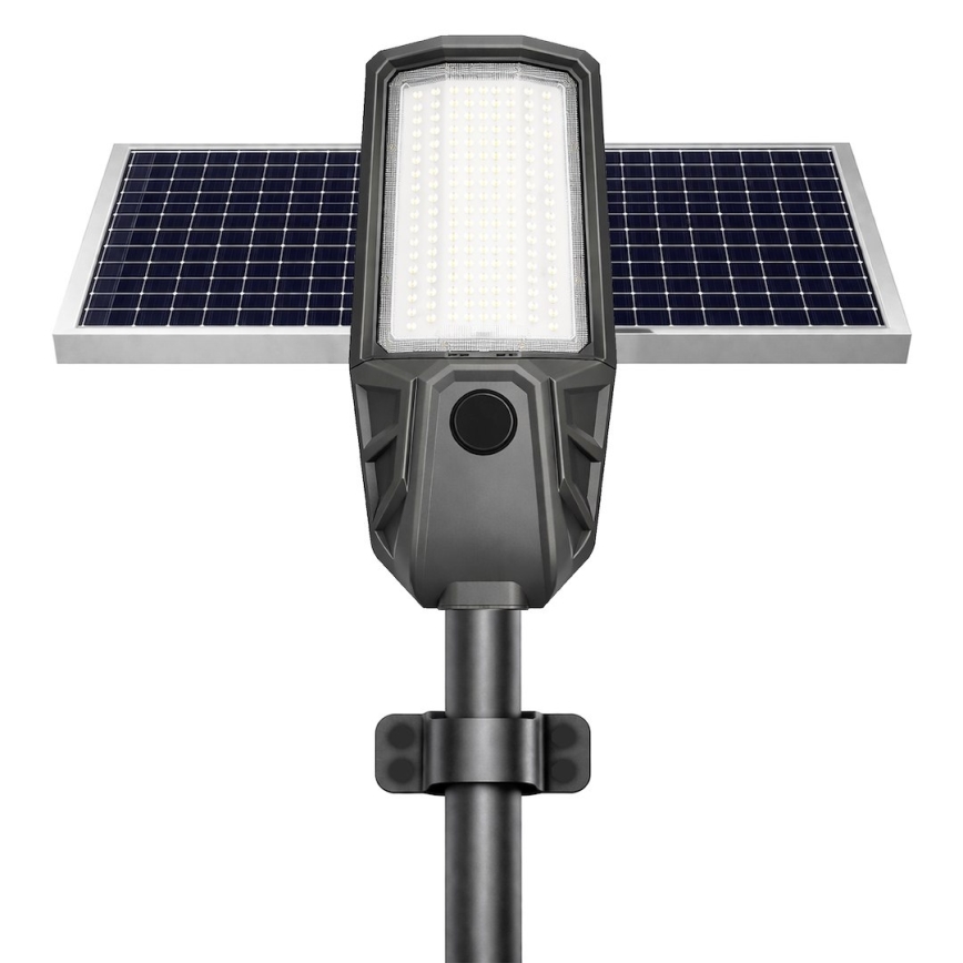 LED stmievateľná ulicová lampa so senzorom a solárnym panelom KOBRA LED/400W/3,2V 24000 mAh IP65 antracit + diaľkové ovládanie