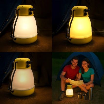 LED Stmievateľná prenosná nabíjacia lampa s funkciou powerbanky LUMINA MINIO LED/5V 1800 mAh IP44 žltá