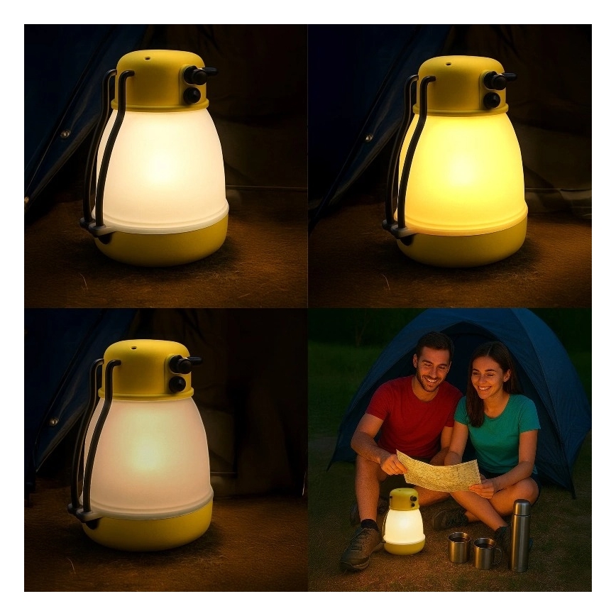 LED Stmievateľná prenosná nabíjacia lampa s funkciou powerbanky LUMINA MINIO LED/5V 1800 mAh IP44 žltá