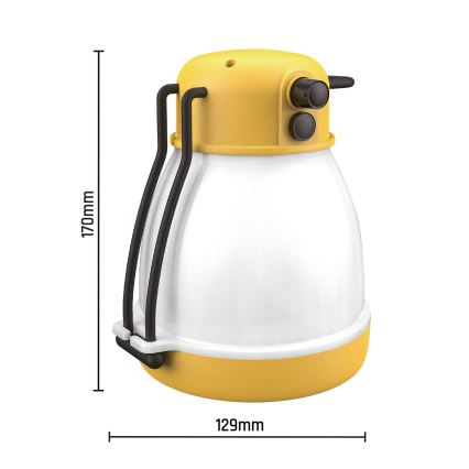 LED Stmievateľná prenosná nabíjacia lampa s funkciou powerbanky LUMINA MINIO LED/5V 1800 mAh IP44 žltá