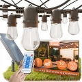 LED stmievateľná solárna dekoratívna reťaz 10xE27/0,3W/3/5V USB 2400 mAh 10,62 m IP65 čierna + diaľkové ovládanie