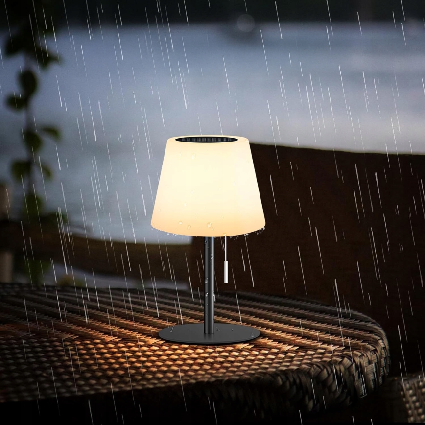 LED stmievateľná solárna lampa LED/2W/5V USB 1200 mAh IP44 biela/čierna