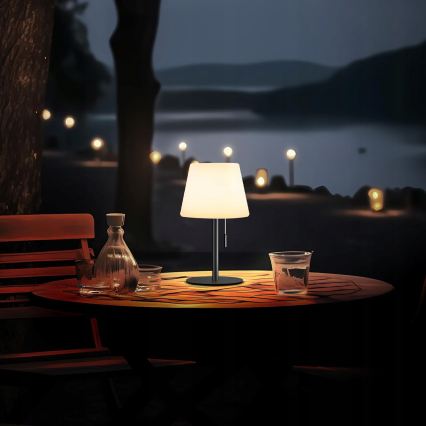 LED stmievateľná solárna lampa LED/2W/5V USB 1200 mAh IP44 biela/čierna