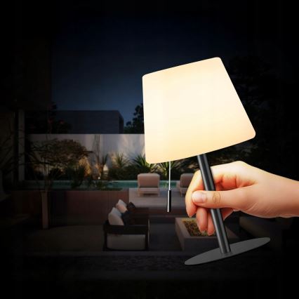 LED stmievateľná solárna lampa LED/2W/5V USB 1200 mAh IP44 biela/čierna