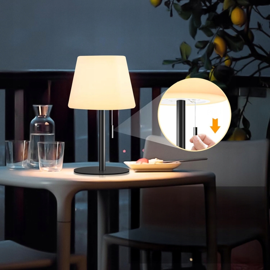 LED stmievateľná solárna lampa LED/2W/5V USB 1200 mAh IP44 biela/čierna