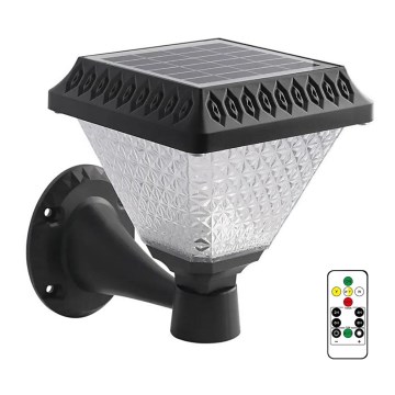 LED Stmievateľná solárna nástenná lampa LED/0,8W/5,5V 3000/4000/6400K IP44 + diaľkové ovládanie