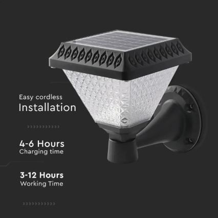 LED Stmievateľná solárna nástenná lampa LED/0,8W/5,5V 3000/4000/6400K IP44 + diaľkové ovládanie