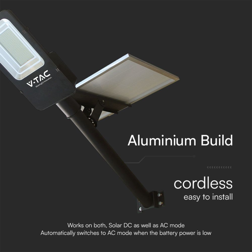 LED Stmievateľná hybridná solárna pouličná lampa LED/50W/230V 4000K IP65 50000 mAh + diaľkové ovládanie