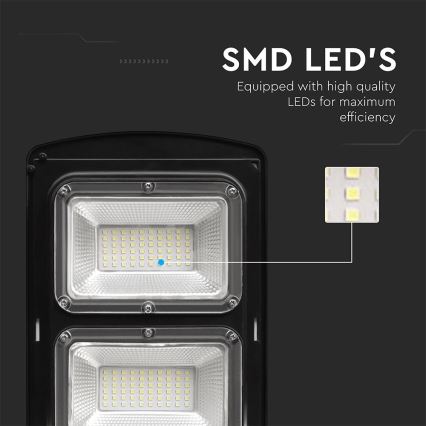 LED Stmievateľná solárna pouličná lampa so senzorom pohybu a súmraku LED/12W/3,2V 6000K IP65 10000 mAh čierna + diaľkové ovládanie