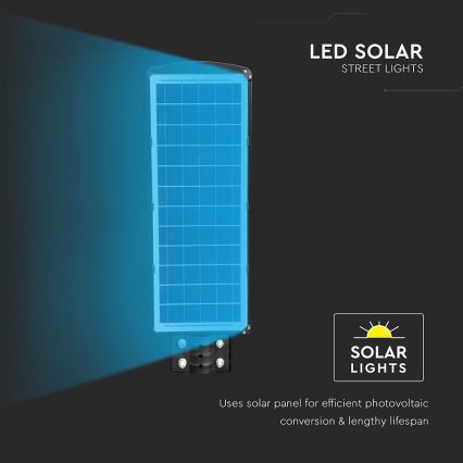 LED Stmievateľná solárna pouličná lampa so senzorom pohybu a súmraku LED/12W/3,2V 6000K IP65 10000 mAh čierna + diaľkové ovládanie