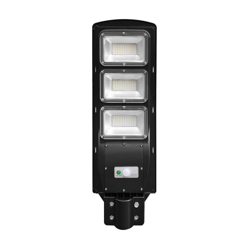 LED Stmievateľná solárna pouličná lampa so senzorom pohybu a súmraku LED/12W/3,2V 6000K IP65 10000 mAh čierna + diaľkové ovládanie