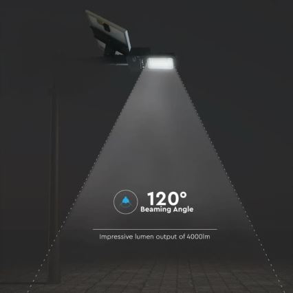 LED Stmievateľná solárna pouličná lampa LED/50W/6,4V 4000K IP65 50000 mAh + diaľkové ovládanie