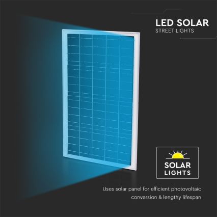 LED Stmievateľná solárna pouličná lampa SAMSUNG CHIP LED/50W/6,4V 6000K IP65 30000 mAh + diaľkové ovládanie