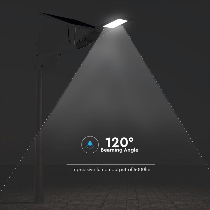 LED Stmievateľná solárna pouličná lampa SAMSUNG CHIP LED/50W/6,4V 6000K IP65 30000 mAh + diaľkové ovládanie