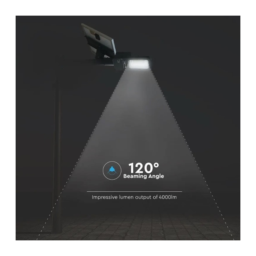 LED Stmievateľná solárna pouličná lampa LED/50W/6,4V 6000K IP65 50000 mAh + diaľkové ovládanie
