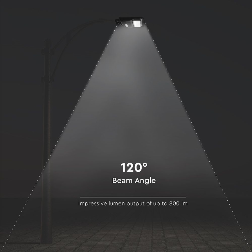 LED Stmievateľná solárna pouličná lampa so senzorom pohybu a súmraku LED/6W/3,2V 6000K IP65 5000 mAh čierna + diaľkové ovládanie