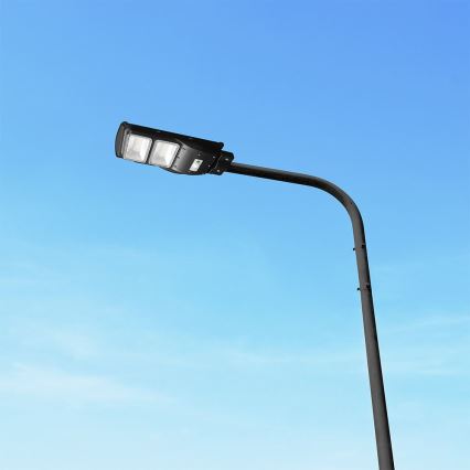 LED Stmievateľná solárna pouličná lampa so senzorom pohybu a súmraku LED/8W/3,2V 6000K IP65 9000 mAh čierna + diaľkové ovládanie