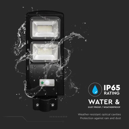 LED Stmievateľná solárna pouličná lampa so senzorom pohybu a súmraku LED/8W/3,2V 6000K IP65 9000 mAh čierna + diaľkové ovládanie