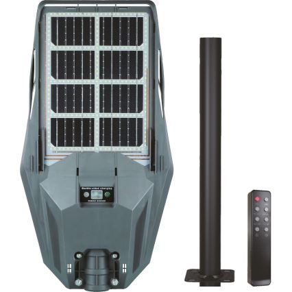 LED Stmievateľná solárna pouličná lampa so senzorom KERS LED/300W/3,2V 6500K 8000 mAh IP65 šedá + diaľkové ovládanie