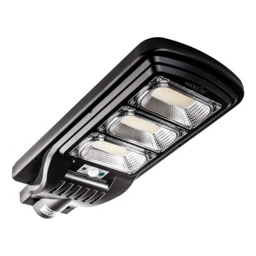 LED Stmievateľná solárna pouličná lampa so senzorom LED/180W/6V 6500K IP65 čierna + diaľkové ovládanie