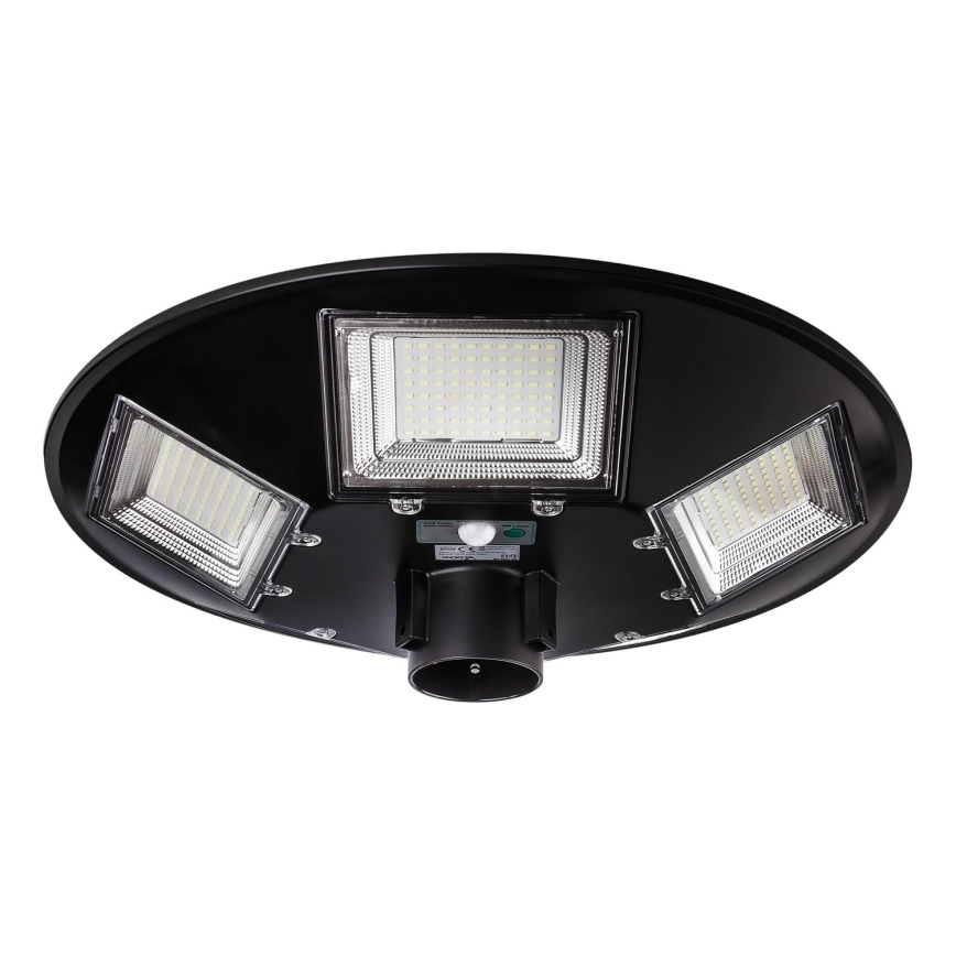 LED Stmievateľná solárna pouličná lampa so senzorom LED/22W/6V 18000 mAh 6500K IP65 čierna + diaľkové ovládanie