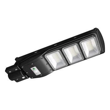 LED Stmievateľná solárna pouličná lampa so senzorom pohybu a súmraku LED/12W/3,2V 6000K IP65 10000 mAh čierna + diaľkové ovládanie