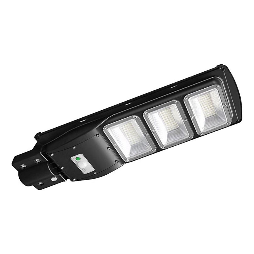 LED Stmievateľná solárna pouličná lampa so senzorom pohybu a súmraku LED/12W/3,2V 6000K IP65 10000 mAh čierna + diaľkové ovládanie