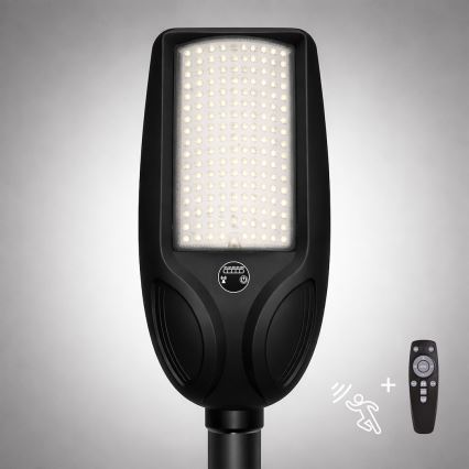 LED stmievateľná solárna pouličná lampa so snímačom VENICE LED/200W/3,2V 12000 mAh IP65 čierna + diaľkové ovládanie
