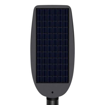 LED stmievateľná solárna pouličná lampa so snímačom VENICE LED/200W/3,2V 12000 mAh IP65 čierna + diaľkové ovládanie