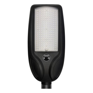 LED stmievateľná solárna pouličná lampa so snímačom VENICE LED/200W/3,2V 12000 mAh IP65 čierna + diaľkové ovládanie