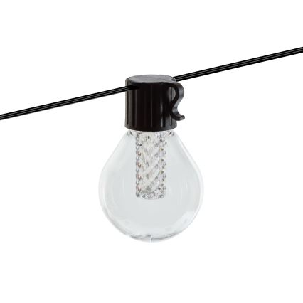 LED Stmievateľný solárny reťaz 15xLED/1,5W/3,7/5V 2700-10000K 2200 mAh 9 m IP65 čierna + diaľkové ovládanie