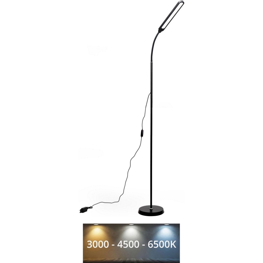 LED Stmievateľná stojacia lampa SIGNUS LED/10W/230V 3000/4500/6500K čierna