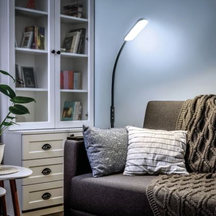 LED Stmievateľná stojacia lampa TEILO LED/10W/230V 3000/4000/6500K čierna + diaľkové ovládanie