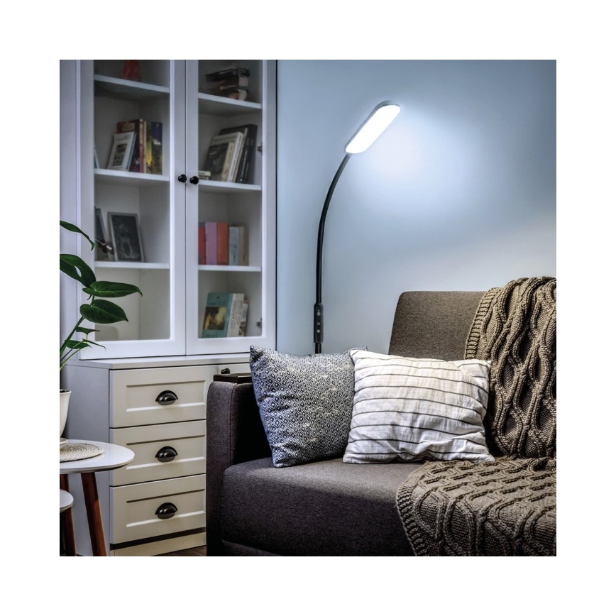 LED Stmievateľná stojacia lampa TEILO LED/10W/230V 3000/4000/6500K čierna + diaľkové ovládanie