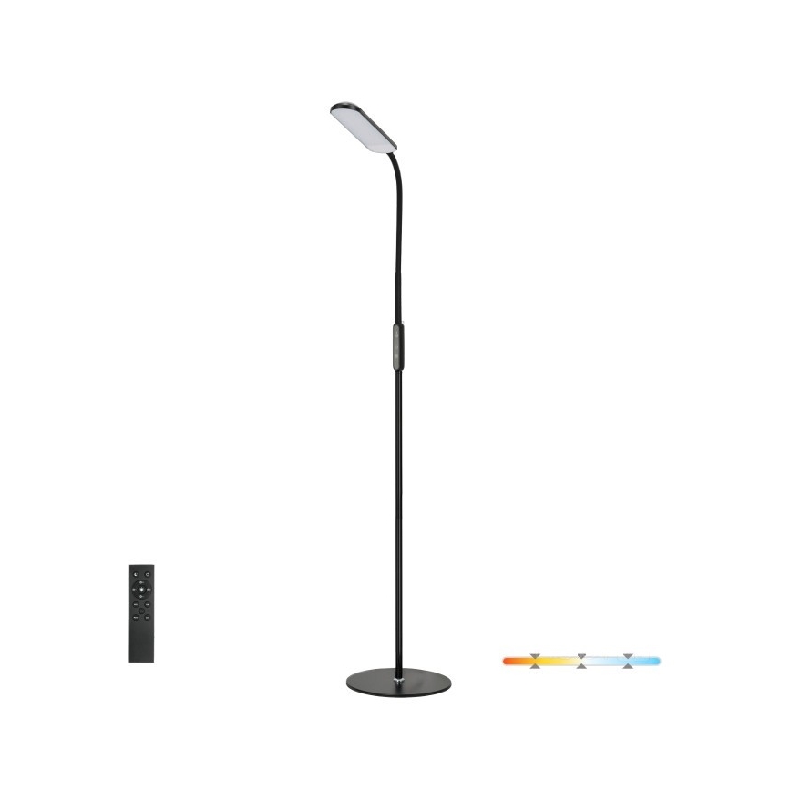 LED Stmievateľná stojacia lampa TEILO LED/10W/230V 3000/4000/6500K čierna + diaľkové ovládanie