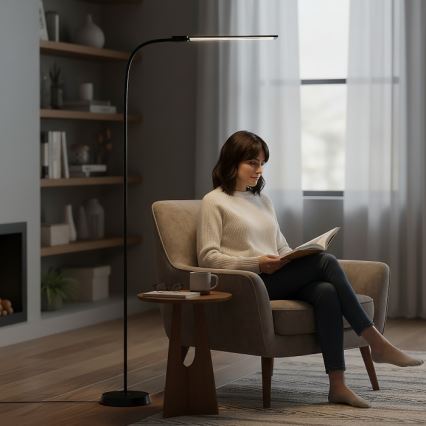 LED Stmievateľná stojacia lampa TEILO LED/14W/230V 3000/4000/6000K čierna