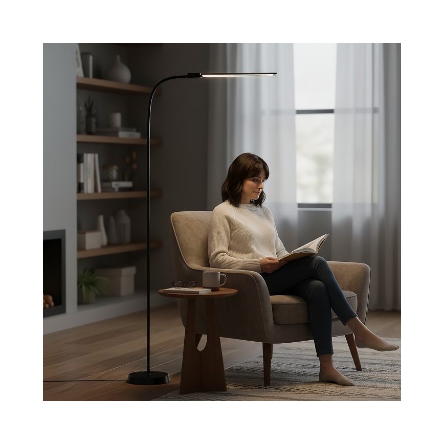 LED Stmievateľná stojacia lampa TEILO LED/14W/230V 3000/4000/6000K čierna