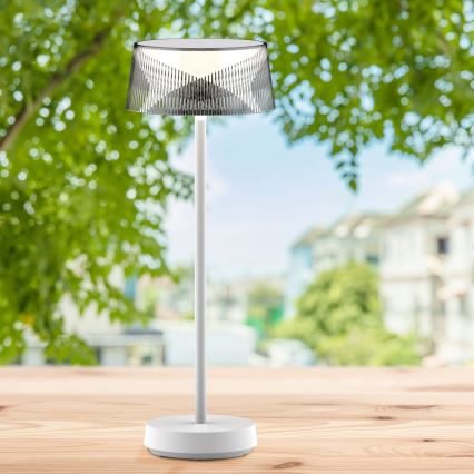 LED Stmievateľná dotyková vonkajšia stolná lampa CASABLANCA LED/3,4W/5V USB 3600 mAh IP44 biela