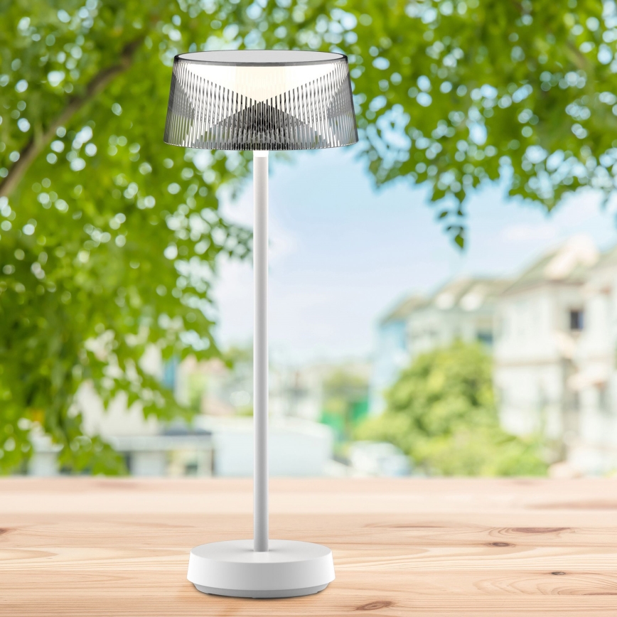LED Stmievateľná dotyková vonkajšia stolná lampa CASABLANCA LED/3,4W/5V USB 3600 mAh IP44 biela