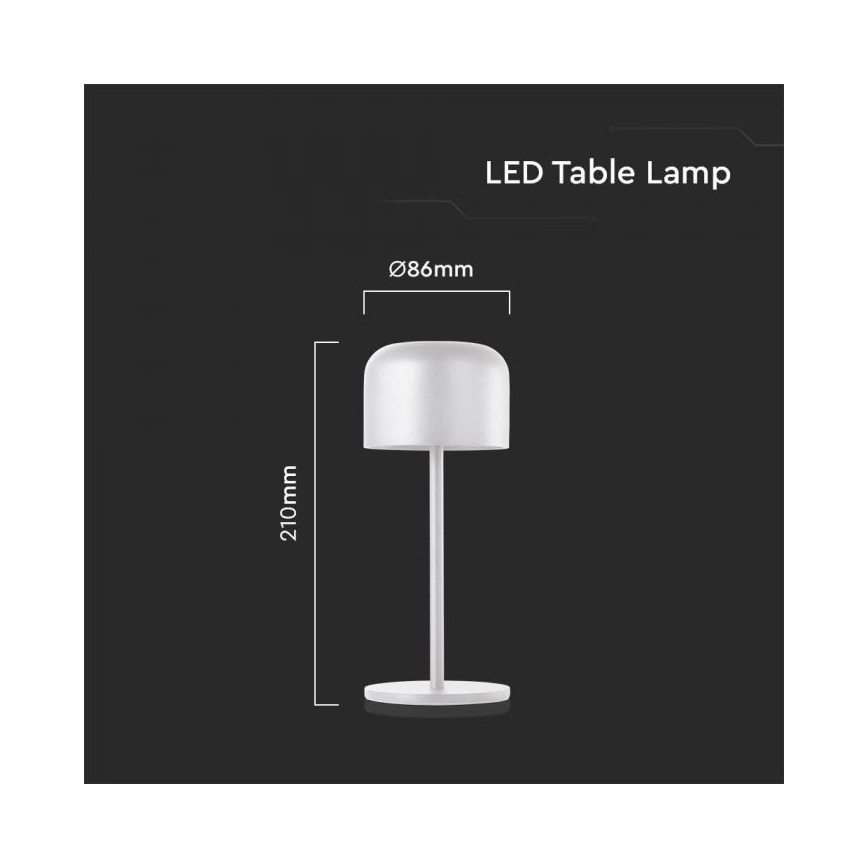 LED Stmievateľná dobíjacia dotyková stolná lampa LED/1,5W/5V 2700-5700K IP54 2200 mAh biela