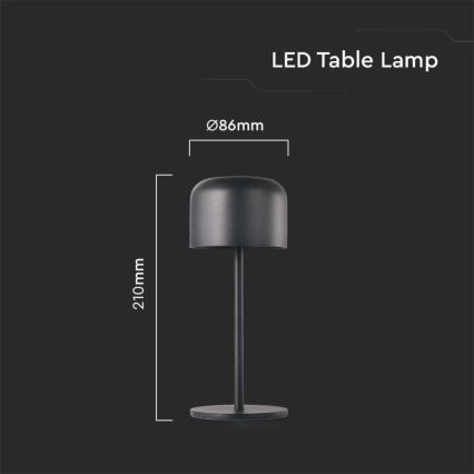 LED Stmievateľná dobíjacia dotyková stolná lampa LED/1,5W/5V 2700-5700K IP54 2200 mAh čierna