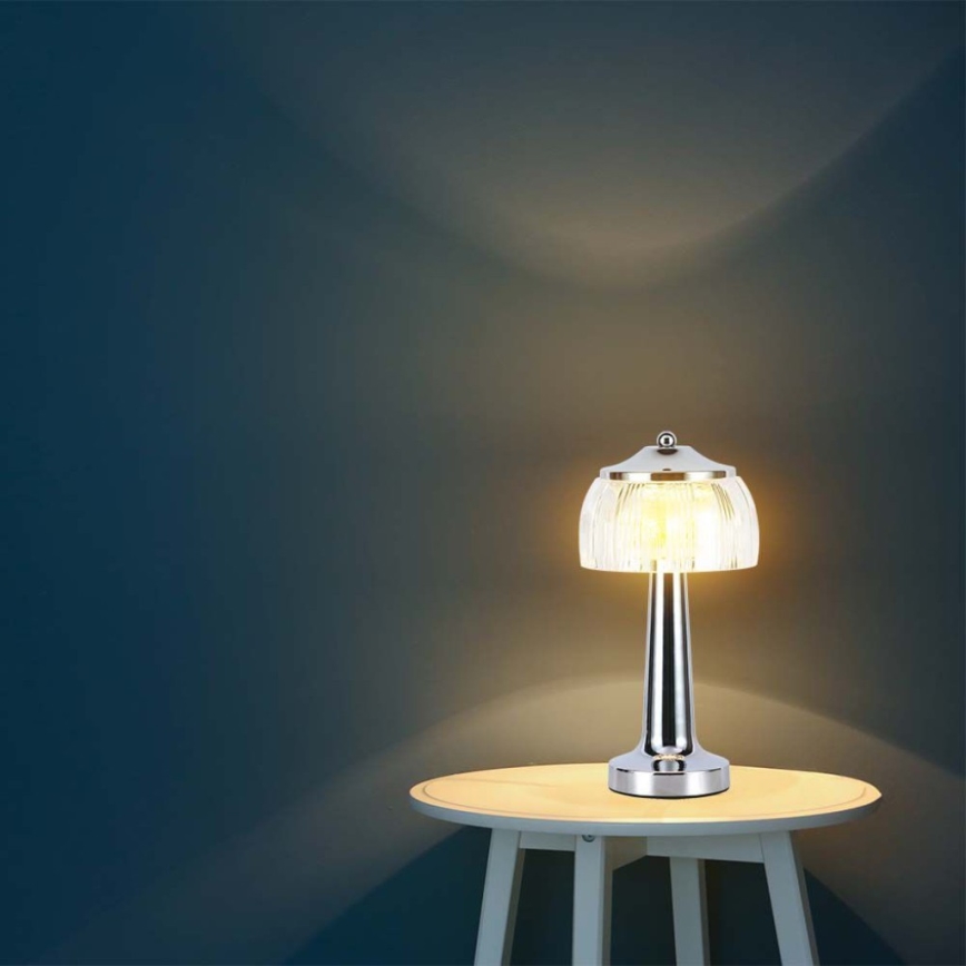 LED Stmievateľná dobíjacia dotyková stolná lampa LED/1W/5V 3000-6000K 1800 mAh lesklý chróm